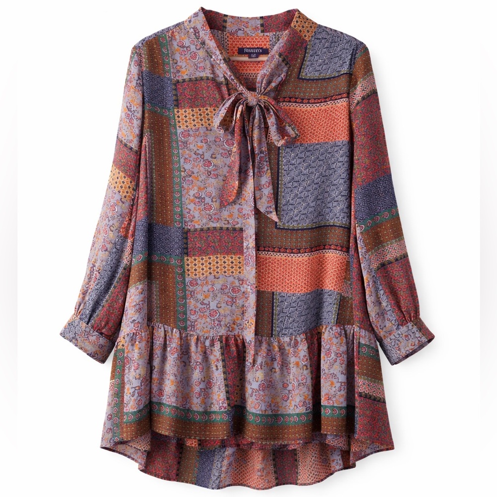 Roaman`s Bohemian Floral Patchwork Tunic